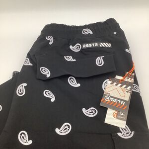 RGSTR Mens Bandana Paisley Tech Pants Black Size Large NWT‎